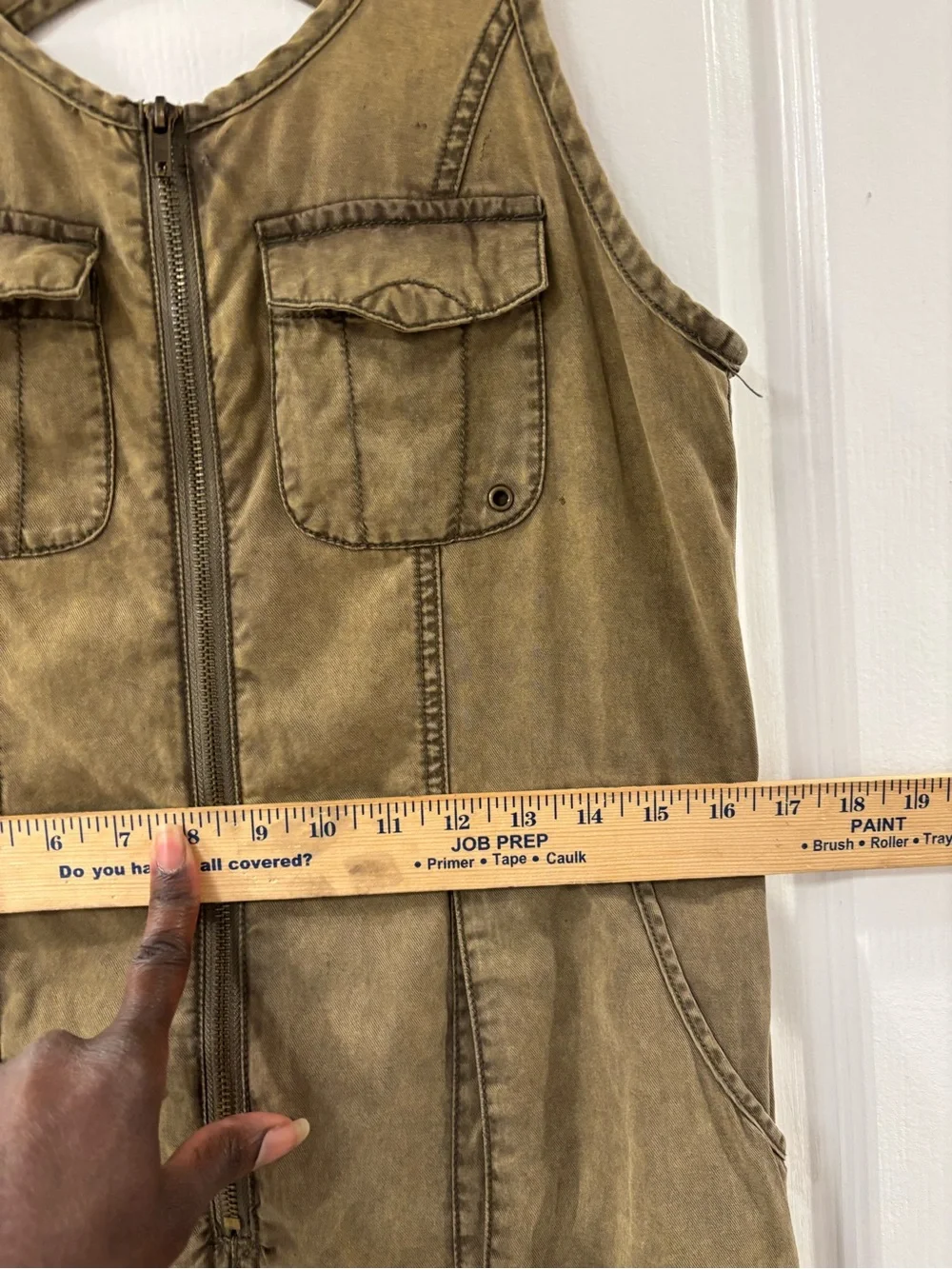 Free People 2013 Tencel Utility Ginger Jumpsuit Backless Zip Front Olive Green